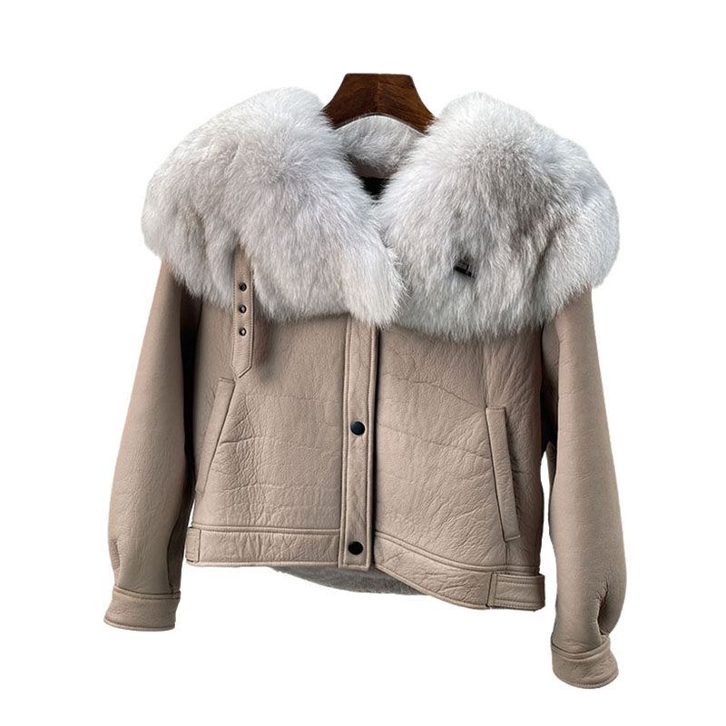 真羊毛皮毛一体女外套短款 美利奴皮草大衣年轻狐狸毛领羊羔毛p85,淘宝优惠券,粉丝福利购,淘宝优惠卷