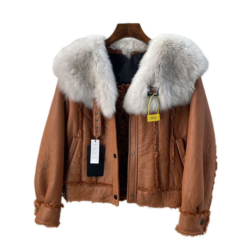 真羊毛皮毛一体女外套短款 美利奴皮草大衣年轻狐狸毛领羊羔毛p85,淘宝优惠券,粉丝福利购,淘宝优惠卷