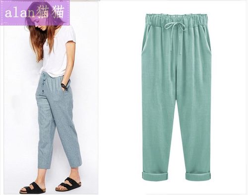 women pants plus size trouser colours elastic summer clothes-图1