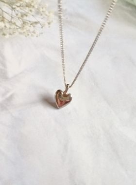 气质简约爱心吊坠项链时尚百搭学生女白金色项饰短款锁骨链潮 B78