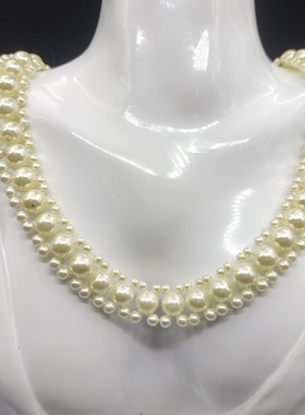 气质仿珍珠项链女手工编织串珠锁骨链颈链 时尚百搭项饰短款潮B70