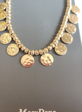 气质简约金色圆片坠项链 欧美时尚百搭学生女式短款锁骨链双面V33