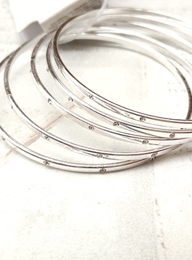 简约银色镶钻手镯组合气质欧美时尚百搭学生女个性金属手腕饰品24