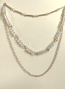 气质简约项链两条组合套装欧美时尚百搭学生女树脂串珠锁骨链潮A2