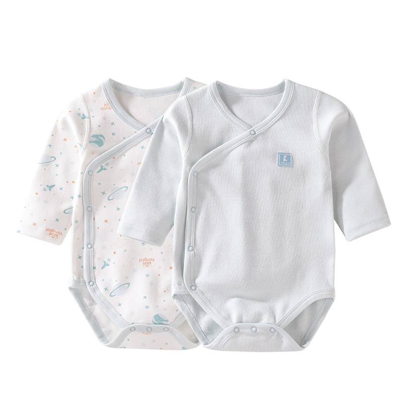 童泰婴儿包屁衣四季莫代尔宝宝长袖三角哈衣新生儿睡衣爬服2件装,淘宝优惠券,粉丝福利购,淘宝优惠卷