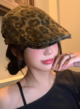 美式复古辣妹豹纹前进帽女百搭