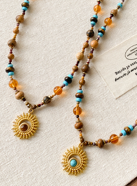 波西米亚串珠吊坠项链女2025新款