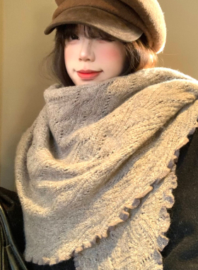高级感木耳边三角巾披肩女冬季