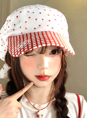 红色星星头巾帽女2026新款小众