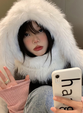 邦尼兔长耳朵毛绒帽子