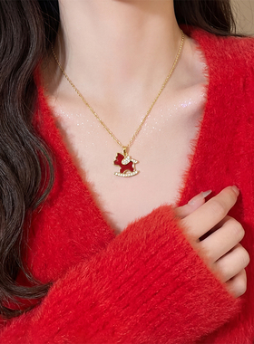 小马吊坠项链女小众锁骨链高级感