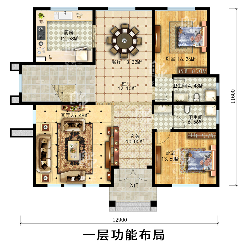 别墅设计图纸三层欧式建筑施工图新农村自建房宅基地样图效果图-图1