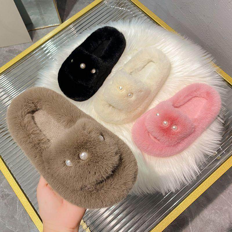 奥特莱斯女童毛毛拖鞋外穿室内新款韩版鞋珍珠款冬平底居家棉拖鞋,淘宝优惠券,粉丝福利购,淘宝优惠卷