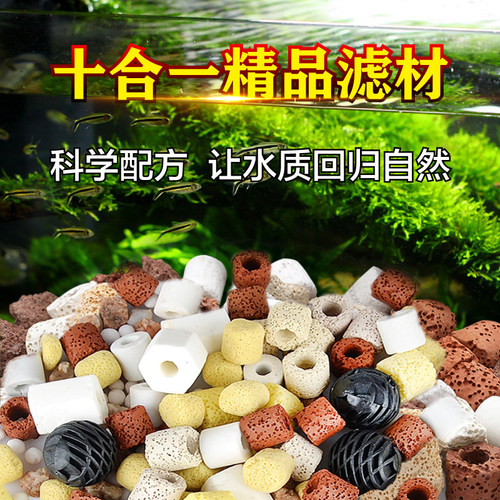 鱼缸过滤材料十合一滤材细菌屋陶瓷环活净水性炭生化球水族过滤石 - 图0
