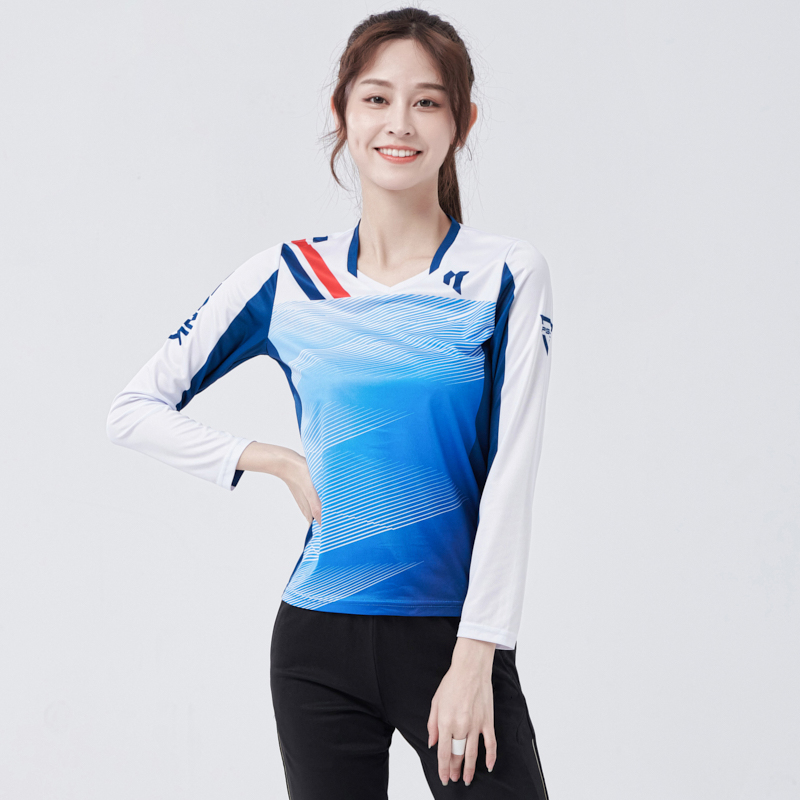 2025新款羽毛球服女长袖运动服套装男士训练长裤速干衣团队定制 - 图0