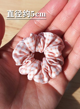 甜美格纹蕾丝迷你大肠发圈高弹