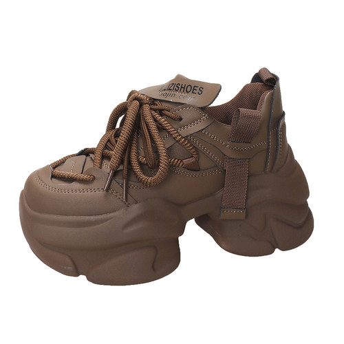 松糕爆款老爹鞋女款2025春季新款轻便内增高炸街显脚小厚底运动鞋 - 图3