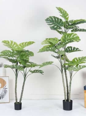 北欧风仿真龟背叶室内客厅落地装饰假绿植酒店民宿造景龟背竹盆栽