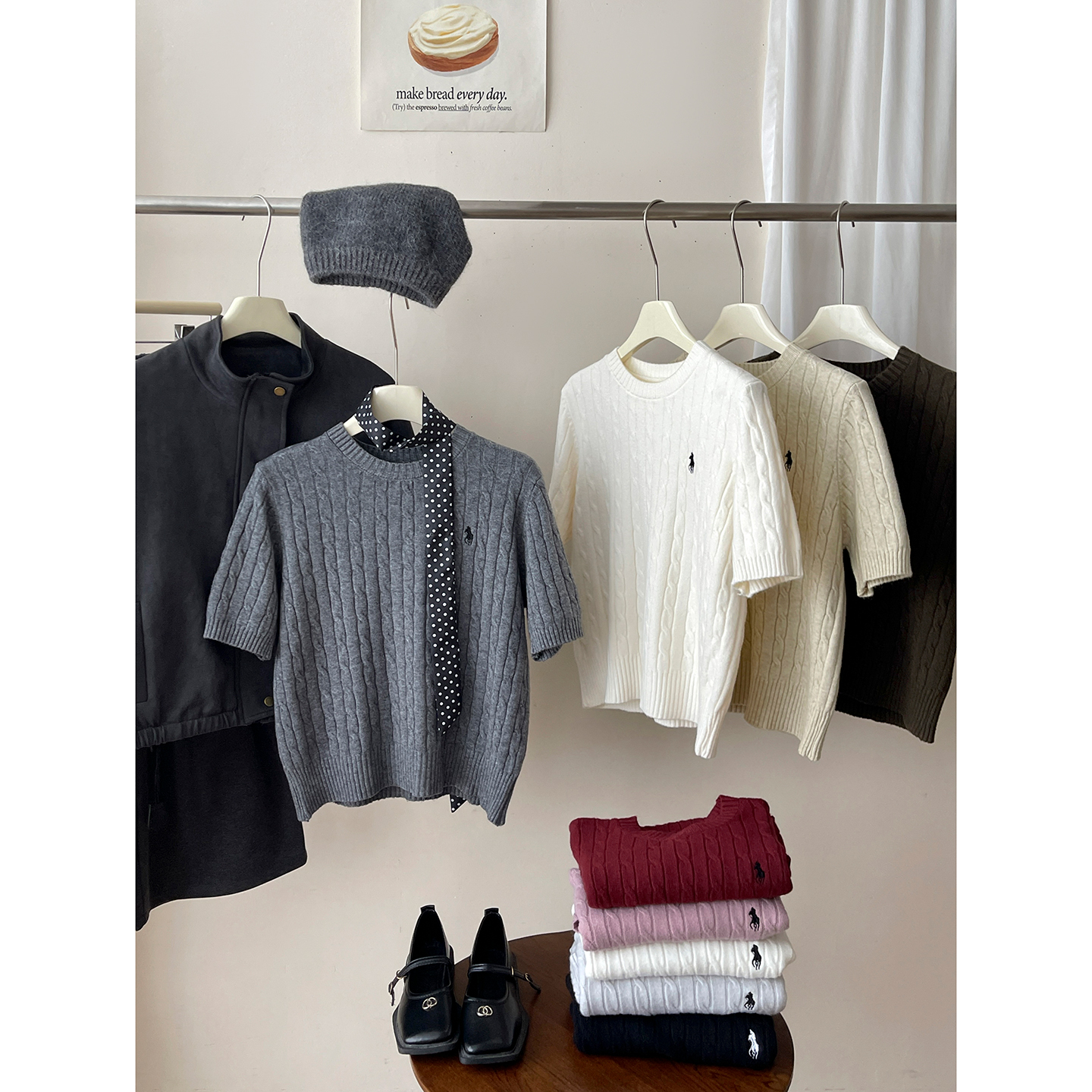 日韩系复古老钱风马刺绣羊绒麻花针织衫女秋内外百搭叠穿打底毛衣 - 图2