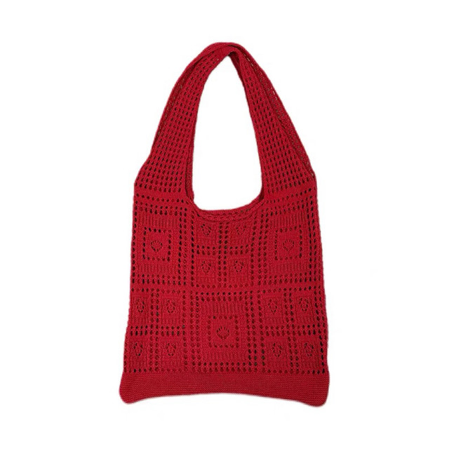 Red resort style shoulder bag women's large capacity tote bag