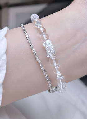 猫猫法棍手链白水晶手串小众高级