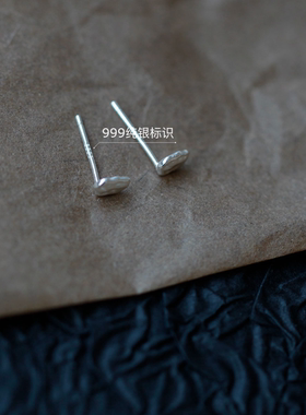 999通体纯银敲面耳钉简约养耳朵