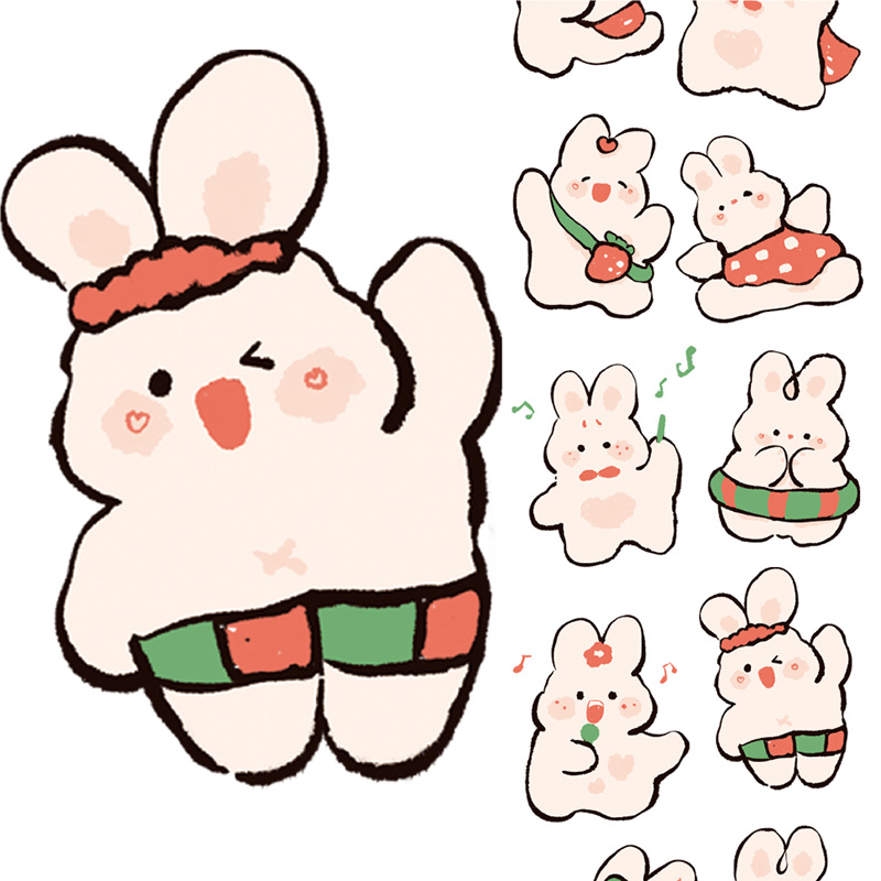 OKMT新七天原创社团手帐手账贴纸PET纸胶带小动物整卷快乐每一天 - 图1