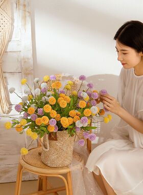 仿真花束球菊蒲公英拍照道具花瓶