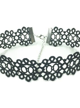 韩国百搭进口短款黑色蕾丝女项链