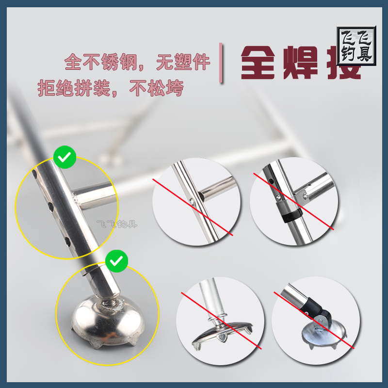 M/E/D不锈钢折叠便携钓鱼椅多功能座椅野钓小马扎迷你升降钓鱼凳 - 图1