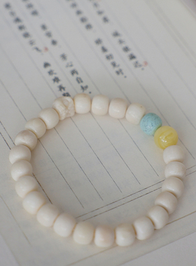 天然猛犸原矿绿松文玩手串