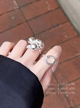 CeroEnMi 清冷风弧形圆环电镀简约大气时髦百搭开口戒指女