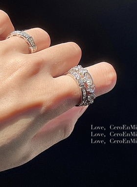 铜镀k金星球排钻戒指女