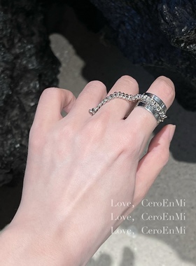 戒指ceroenmi宽版复古时髦镀银