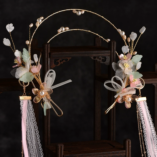 Ободок, заколка для волос с бантиком, аксессуар для волос, ханьфу, аксессуары, в цветочек