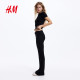 HM Women's Pants Summer Waist Fold Design Rib Knit Commuting Smart Wear Leggings 1314269