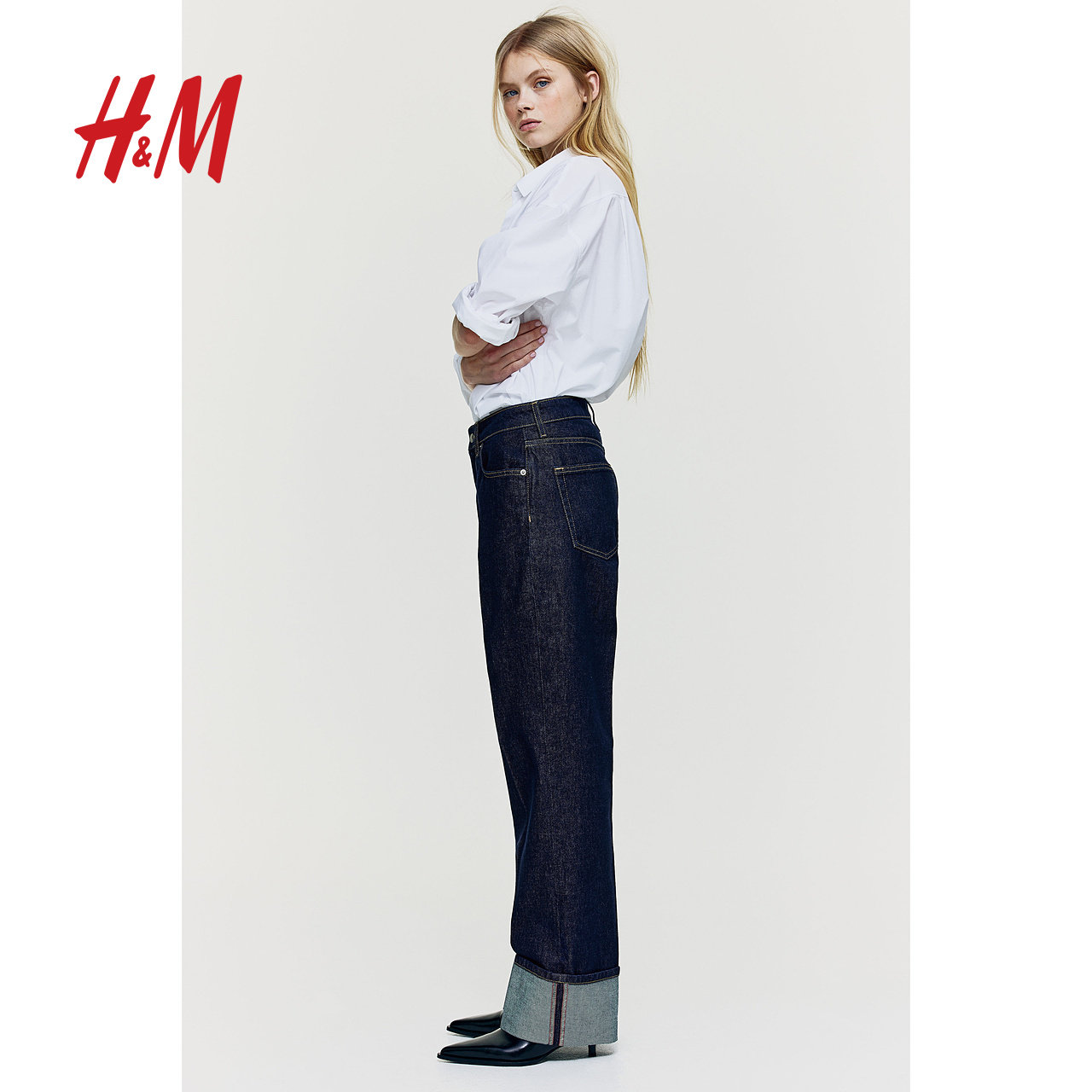 HM女装牛仔裤中缝线牛仔裤5袋式中腰修身日常简约长裤1222679,淘宝优惠券,粉丝福利购,淘宝优惠卷