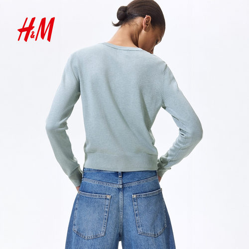 HM女装毛针织衫2026秋季新款高智感户外出游长袖气质开衫0579541 - 图0