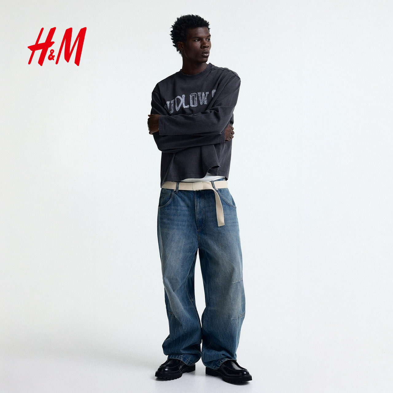 HM男装女装T恤2026春季新款大廓形美式宽松印花汗布上衣1306614,淘宝优惠券,粉丝福利购,淘宝优惠卷