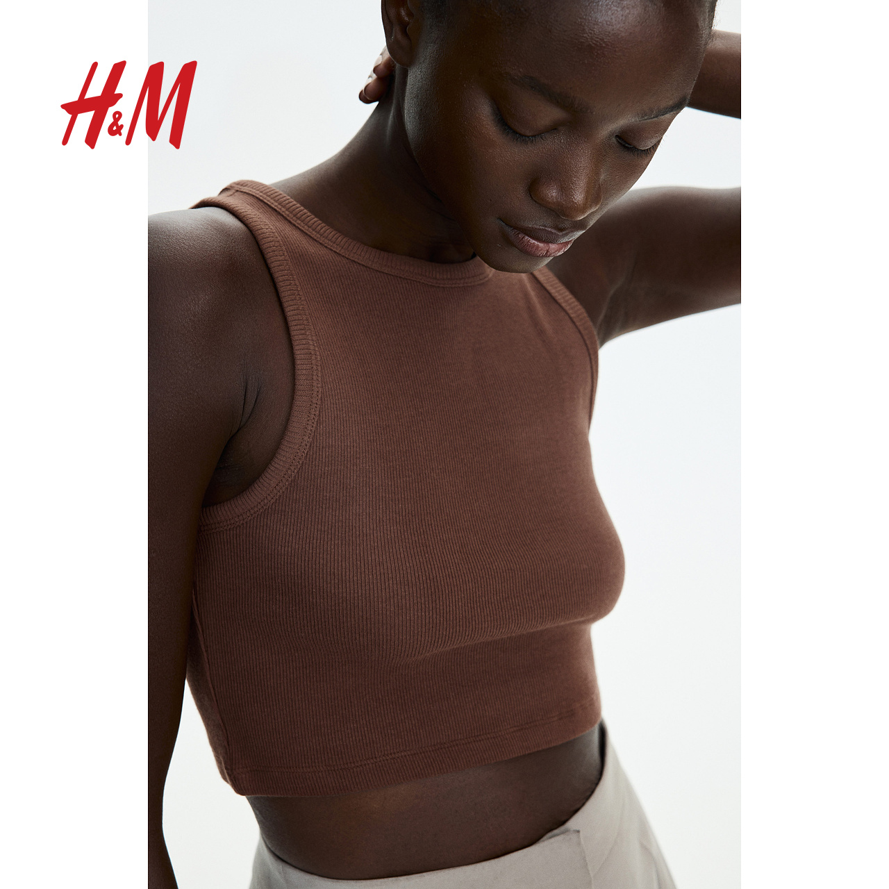 HM女装2025年新款夏季新品女装时尚休闲短背心1049251