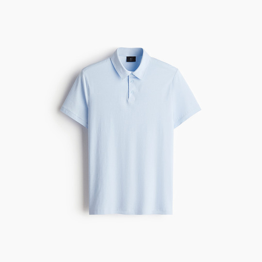 HM男装Polo衫薄款正肩商务通勤风翻领时尚休闲短袖上衣0956343