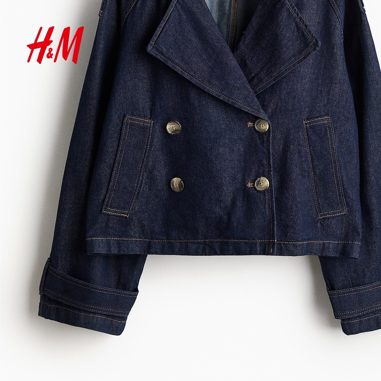 HM女装短外套冬季设计感廓形休闲双排扣大廓形长袖短风衣1250175,淘宝优惠券,粉丝福利购,淘宝优惠卷