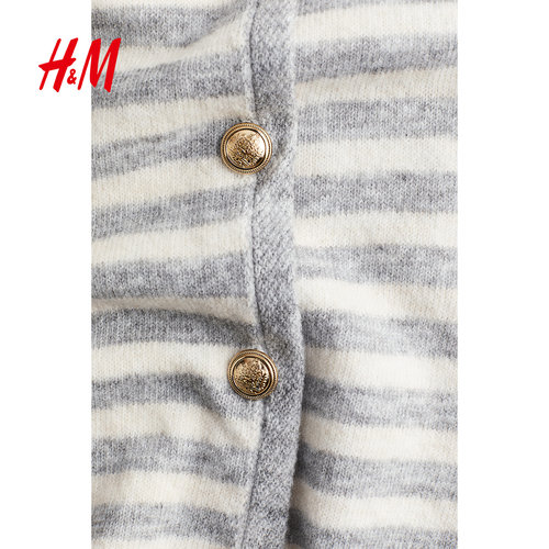 HM女装毛针织衫2025年冬季新款修身事实精致气质miu系开衫1264527 - 图3