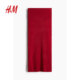 HM Women's Red Skirt Autumn New Year Pencil Skirt Ribbed Knit Dress Slim Skirt 1261055