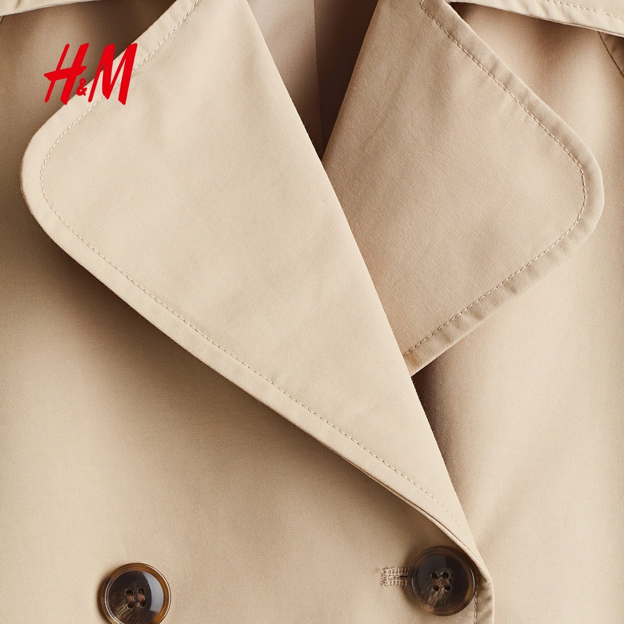 HM童装儿童女童风衣2025冬新款斜纹布插肩袖双排扣长外套1291837,淘宝优惠券,粉丝福利购,淘宝优惠卷