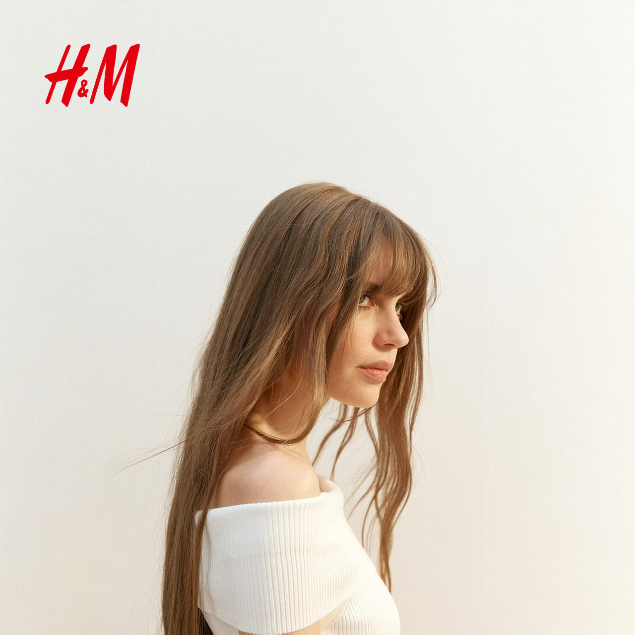 HM女装连衣裙2025秋季新款一字肩法式露肩针织修身连衣裙1292732