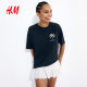 HM ເສື້ອຍືດແມ່ຍິງ 2026 Summer New Shell Temperament Fashion Commuting Large Profile Printed Short Sleeve 1341689