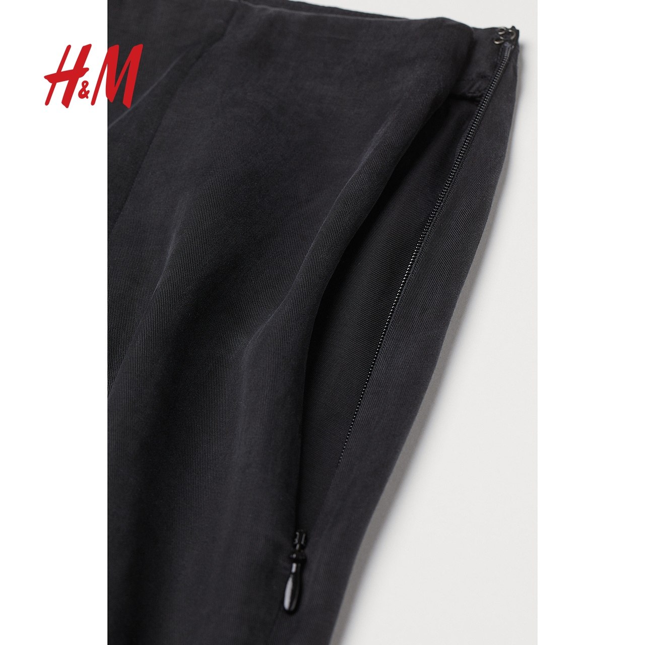 hm 2023春季法式高腰开衩气质半身裙 HM半身裙