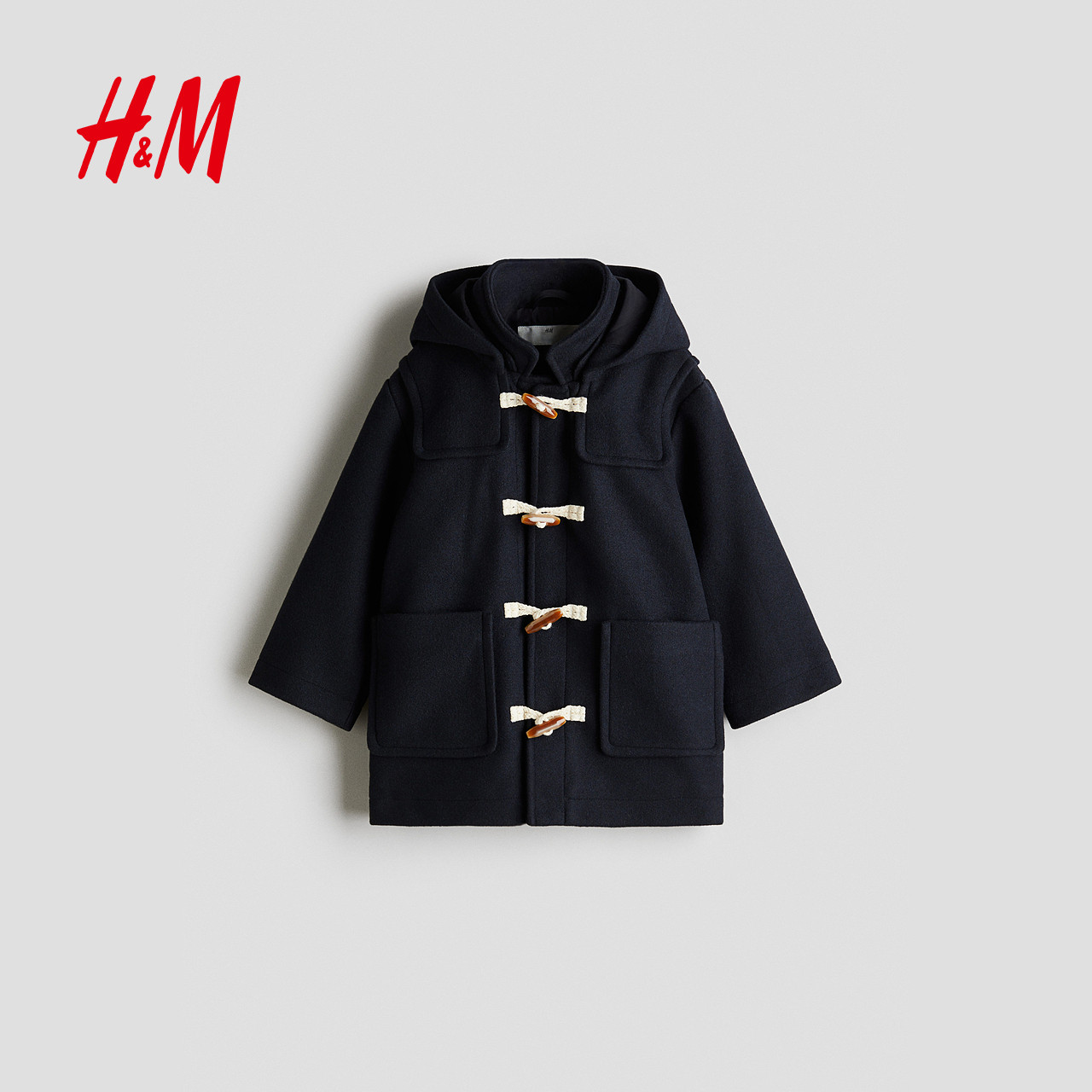 HM children's clothing children's boys' coat warm outdoor single-breasted duffle coat 1242008