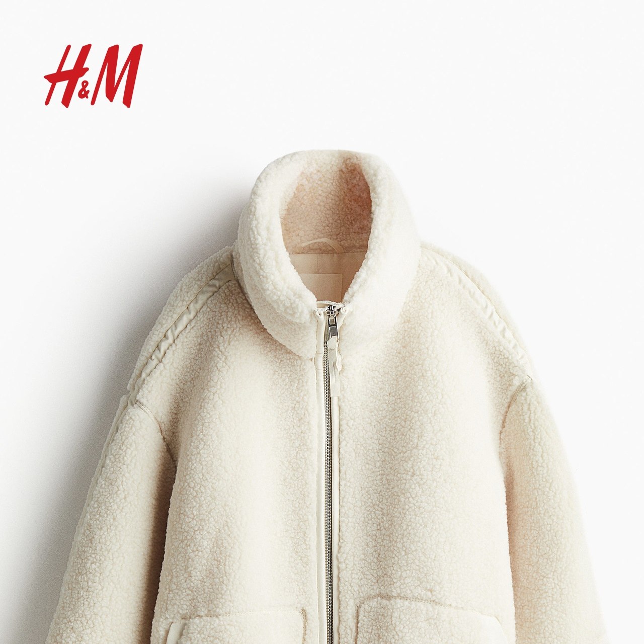 HM女装短外套冬季立领泰迪绒摇粒绒宽松保暖仿羊羔绒开衫1226826,淘宝优惠券,粉丝福利购,淘宝优惠卷
